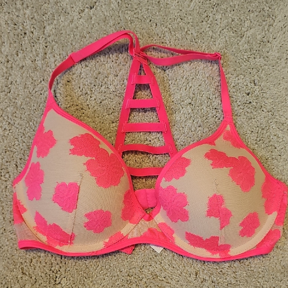 Pink Floral Women's Bra